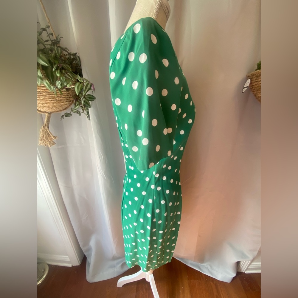 ❌SOLD❌ VTG MY MICHELLE POLKA DOT PIN UP DRESS SMALL 9/10 GREEN WHITE - Picture 3 of 5